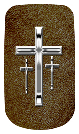 DAROYAL-517-SL-SH-BR Silver 3 Crosses Shimmer Brown Background